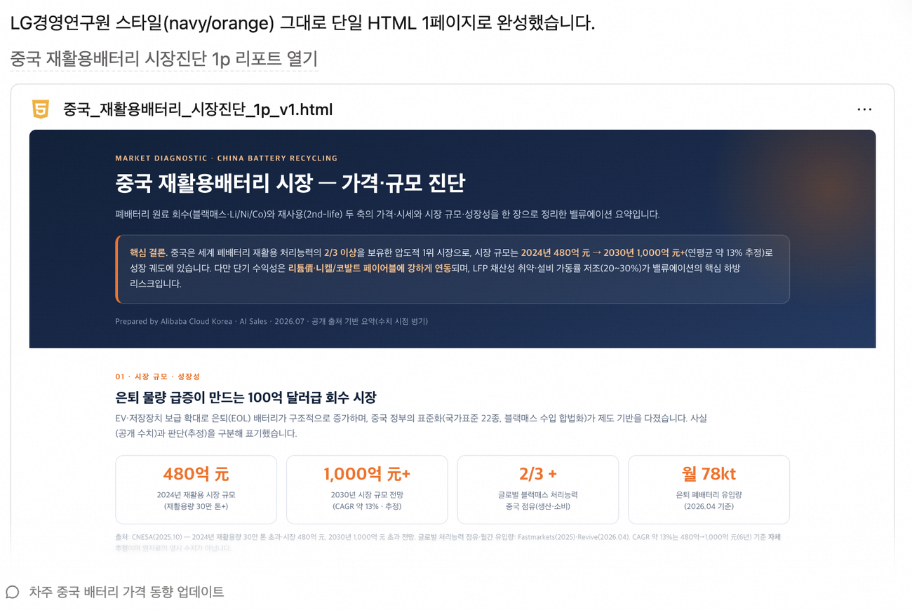 완성된 리포트 상단